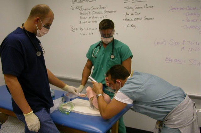 Science and Practice of Medicine 200: Clinical Skills Lab - 2nd Year Medical Students performing Oxygenation and Intubation