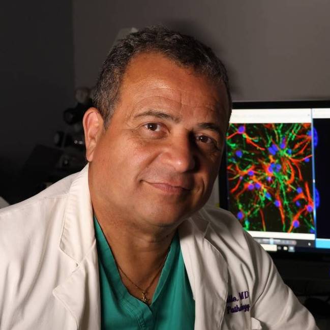 Headshot of Dr. Luis Del Valle, MD, Pathologist and Director of the Molecular Histopathology & Analytical Microscopy (MHAM) Core , who researches the link between JC Polyomavirus and brain tumors.
