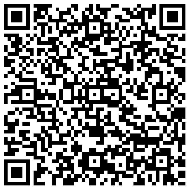 Black-and-white QR code centered on a light gray background, composed of square pixel patterns with three large positioning squares in the top-left, top-right, and bottom-left corners for scanning by a smartphone or QR reader.