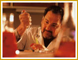 Nicolas Bazan at his lab bench