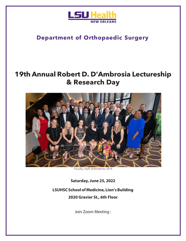 Ortho Research Day Program 2022